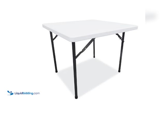 Lot 49-1556540 - Square Plastic Folding Table, 36w x 36d x 29.25h, White Model #ALEPT36SW, Unused  Ref#BLUEAMA1203