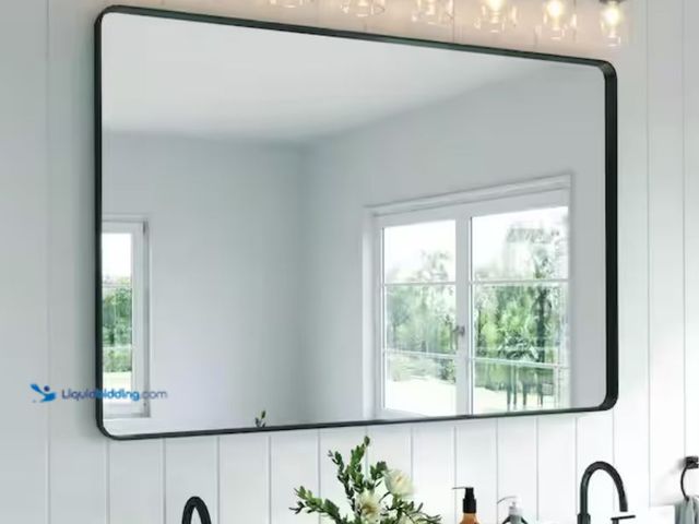 Lot 49-2006163 - TOOLKISS 60 in. W x 40 in. H Rectangular Aluminum Framed Wall Bathroom Vanity Mirror in Black, Model...