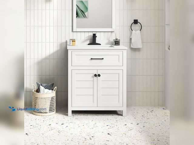 Lot 49-5416118 - Home Decorators Collection Hanna 30 in. Single Sink White Bath Vanity with White Engineered Stone To...