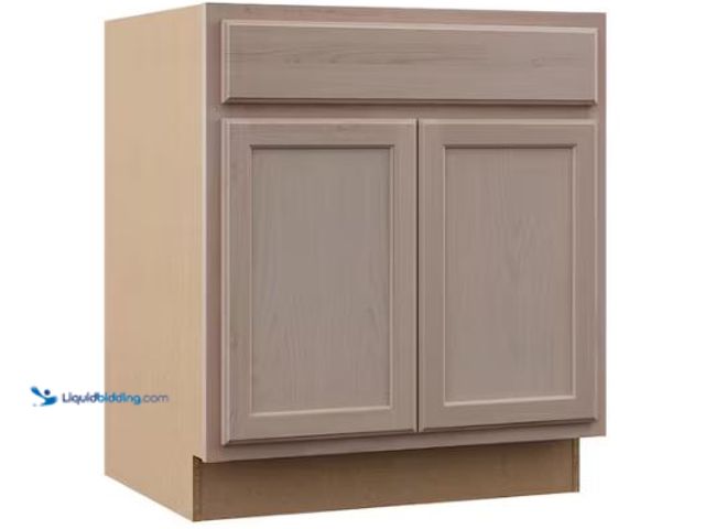 Lot 49-1518156 - Hampton Bay 30 in. W x 24 in. D x 34.5 in. H Assembled Sink Base Kitchen Cabinet in Unfinished with ...
