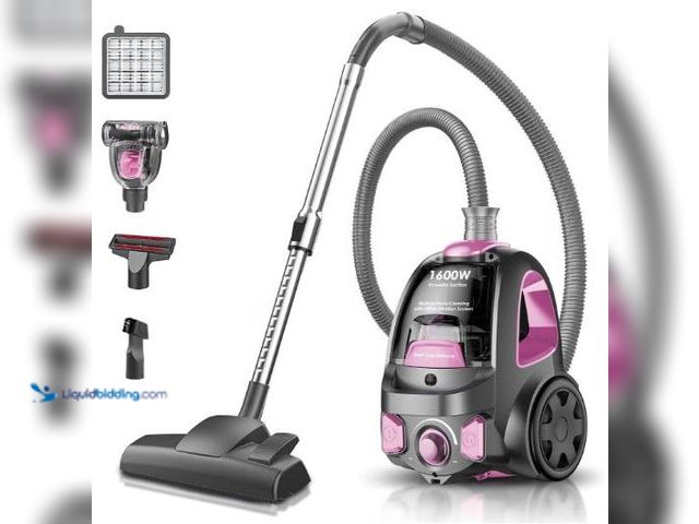 Lot 49-5436398 - Canister Vacuum Cleaner, 32Kpa 1600W Bagless Vacuum Cleaner, Dust Full Indicator, H13 HEPA Filter, 3...