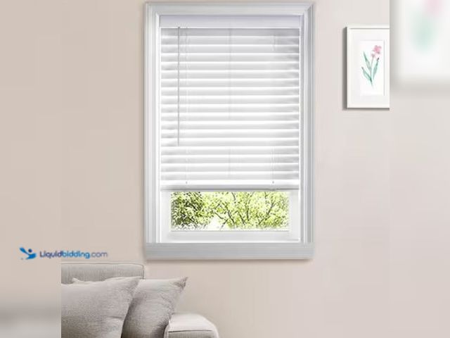 Lot 49-1623518 - Home Decorators Collection White Cordless Faux Wood Blinds for Windows with 2 in. Slats - 70 in. W x...