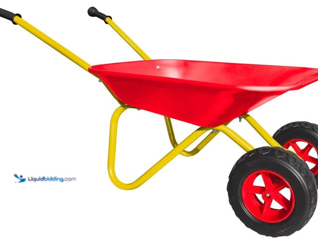 Lot 49-3564613 - Toddler Metal Wheelbarrow 2 Wheel Children Wheelbarrow for Kids Wheel Barrow Wheel Barrel Digging We...