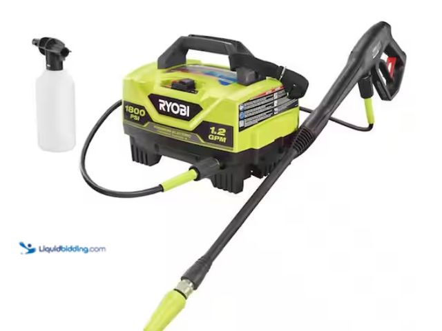 Lot 49-1567858 - RYOBI 1800 PSI 1.2 GPM Cold Water Corded Electric Pressure Washer, Model # RY141802, Slightly used, ...