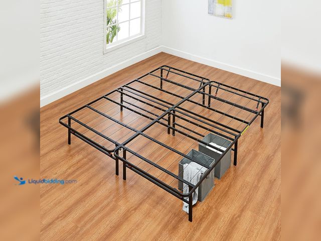 Lot 49-5459490 - Amazon Basics Bed Frame with Storage, Foldable Metal Platform, Sturdy Steel, No Box Spring Needed, 1...