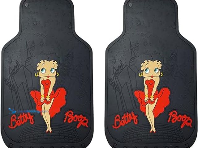 Lot 49-3433313 - (2-Pack) Betty Boop Skyline Front Black Rubber Universal Car Truck Floor Mats Set, Model # B00FBQKZ9...