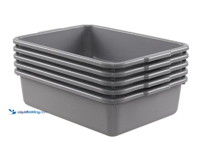 Lot 49-3432556 - 8 L Gray Plastic Bus Tub, Commercial Plastic Bus Box, 5 Packs, Model # B0CC5J73MS, Unused.   Ref#CRS...