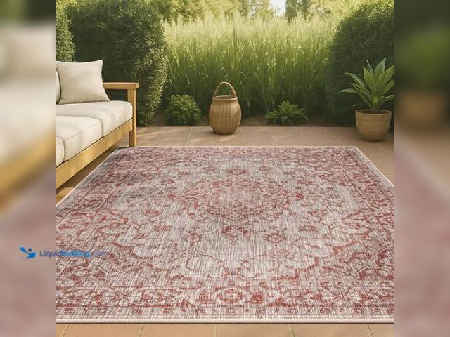 Lot 49-5553148 - JONATHAN Y Rozetta Red/Taupe 9 ft. x 12 ft. Boho Medallion Textured Weave Indoor/Outdoor Area Rug Mo...