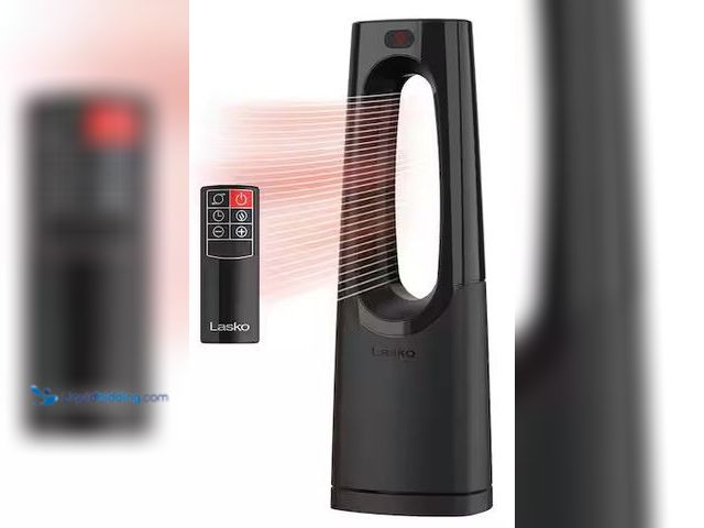 Lot 49-5486524 - Lasko
Bladeless 1500W 28 in. Black Electric Oscillating Tower Ceramic Space Heater with Remote Cont...