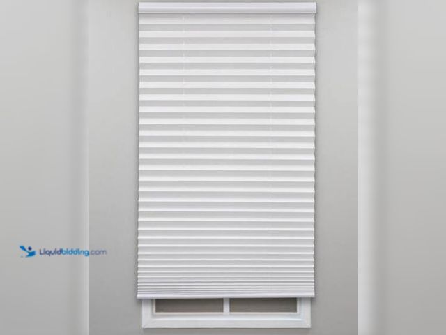 Lot 49-2026102 - StyleWell White Cordless Light Filtering Polyester Pleated Shades - 58.5 in. W x 48 in. L, Model # Q...