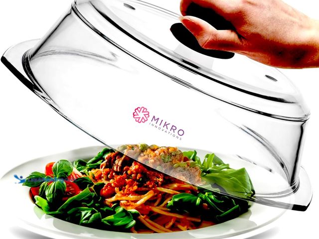 Lot 49-5435673 - Tall Glass Microwave splatter cover | Sturdy clear 100% food safe BPA free glass lid with easy grip ...