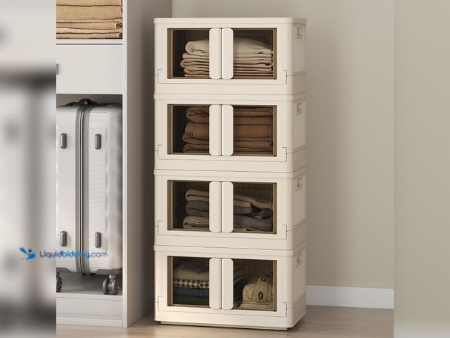 Lot 49-3564223 - FLEXIMOUNTS 150 QT Stackable Storage Bins With Lids, Collapsible Plastic Storage Bins, Closet Organi...