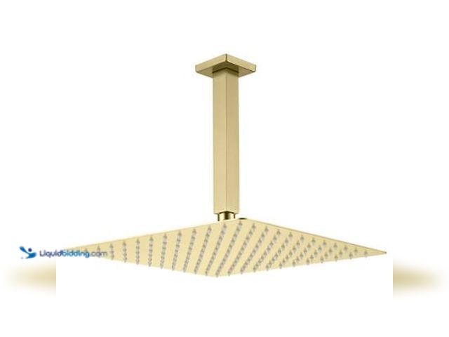 Lot 49-5549596 - WELLFOR 1-Spray Patterns with 2.5 GPM 16 in. Ceiling Mount Rain Fixed Shower Head in Brushed Gold. M...