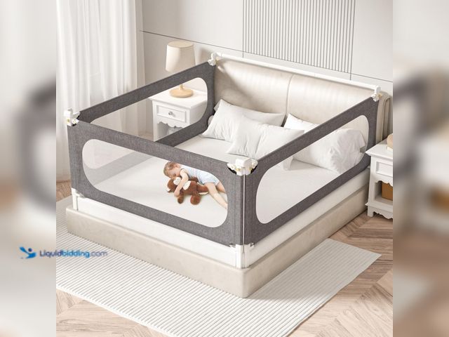 Lot 49-3527371 - 3-Piece Queen Size Bed Rails for Toddlers, with Headboard Rod -Height Adjustable Baby' Safety Bed Ra...