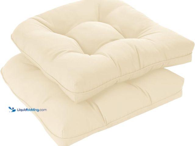 Lot 49-5406190 - down luxe Outdoor Chair Cushions Set of 2 for Patio Furniture, Waterproof Tufted Overstuffed Patio F...