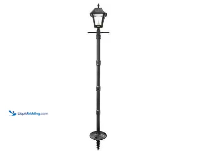 Lot 49-3631083 - Gama Sonic Baytown II 78" Black Outdoor Solar Lamp Post Light, Weather Resistant Dusk to Dawn LED wi...