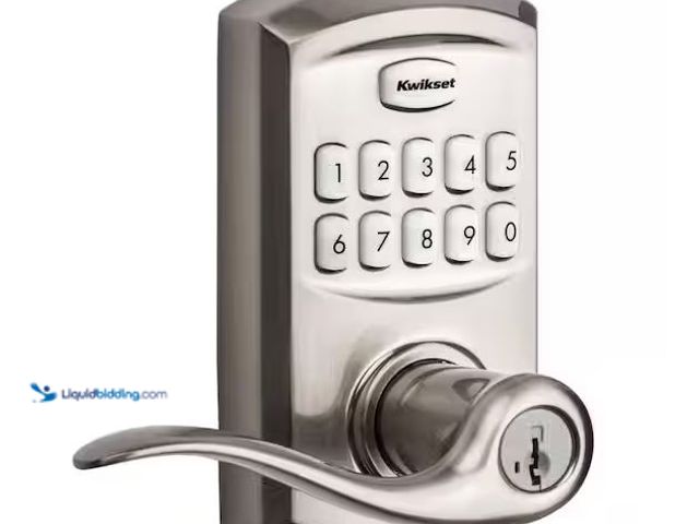 Lot 49-5551417 - Kwikset
SmartCode 917 Satin Nickel Keypad Electronic Single-Cylinder Tustin Door Handle Featuring S...
