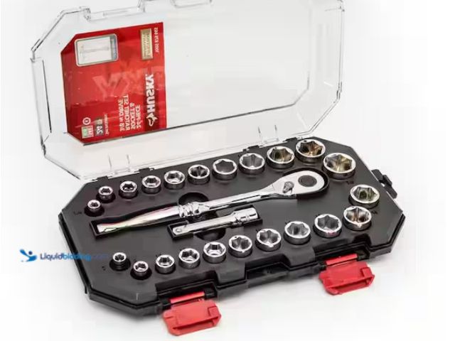 Lot 49-1567760 - (24-Piece) Husky 3/8 in. Drive Ratchet SAE/Metric Standard Socket Set, Model # H3D24PCSWS, Slightly ...