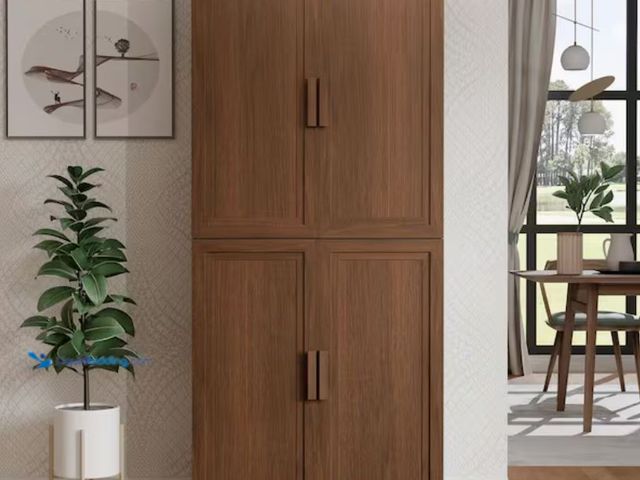 Lot 49-2001136 - Lirago Wood Light Walnut 72 in. H Storage Cabinet with Adjustable Shelves, 2 pcs., Model # HD0201-11...