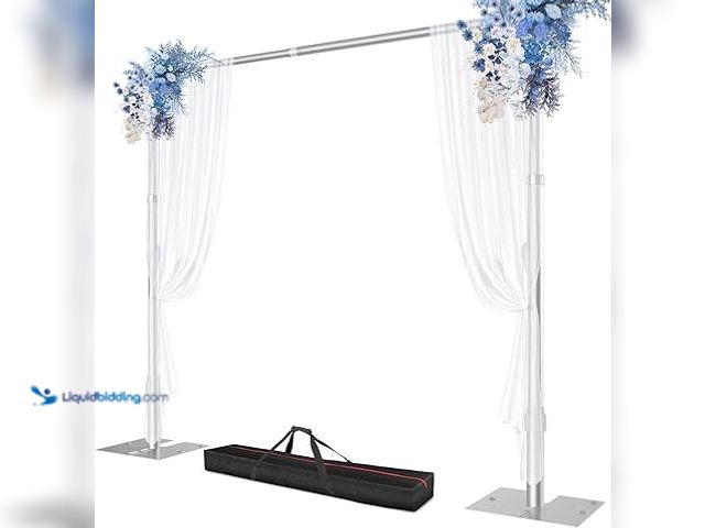 Lot 49-1548460 - Pipe and Drape Backdrop Stand, 10x10ft Heavy Duty Adjustable Backdrop Frame with Metal Base, Backgro...