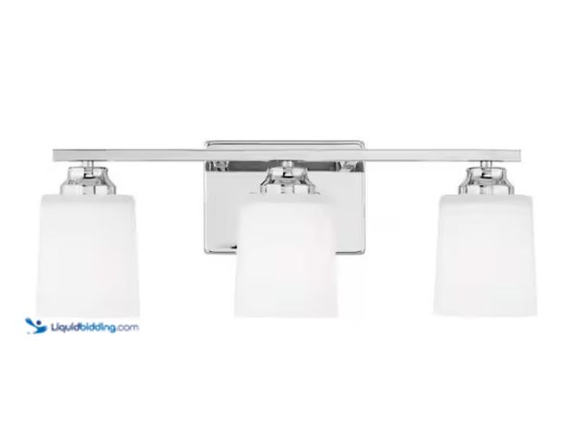 Lot 49-3614845 - Generation Lighting Vinton 20.75 in. 3-Light Chrome Bathroom Vanity Light with Etched White Glass Sh...