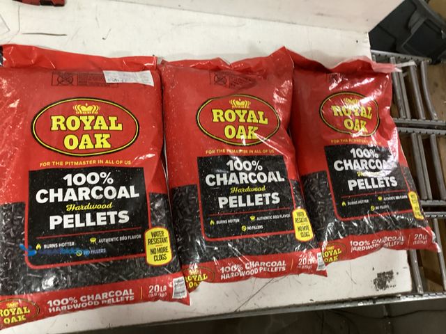 Lot 49-1631817 - (3-Pack) 20-Lb Bags of Royal Oak 100% Charcoal Hardwood Pellets, Model # 800000285, Unused.  Ref#PA0...