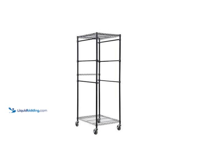 Lot 49-3564862 - HDX Steel Wire Garage Storage Bin Rack with Casters for 27 Gal. Tough Totes in Black (22 in. W x 69 ...
