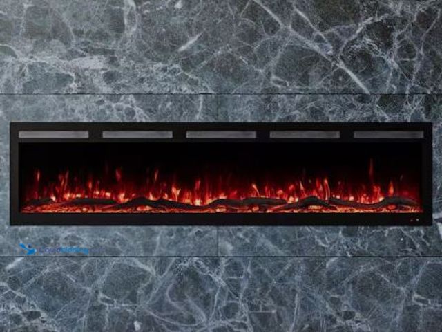 Lot 49-1593187 - Modern Ember Vibrance 72 in. Wall-Mounted Smart Electric Fireplace Heater with Multi-Color Flames, R...