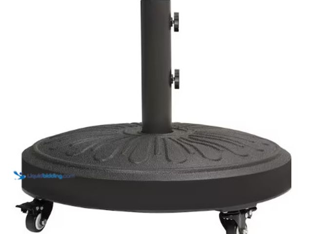 Lot 49-3612805 - StyleWell 50 lb. Concrete and Resin Patio Umbrella Base in Black, Model # UB50, Unused, Has attachme...