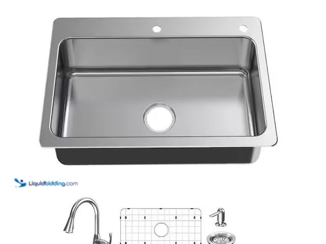 Lot 49-5557979 - Glacier Bay
Bratten 33 in. Drop-In Single Bowl 18 Gauge Stainless Steel Kitchen Sink with Pull-Down...