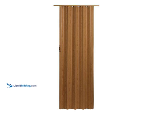 Lot 49-5520535 - Spectrum Via 48 in. x 96 in. Oak Vinyl Accordion Door with Hardware. Model # VS4896K, Unused, Hardwa...