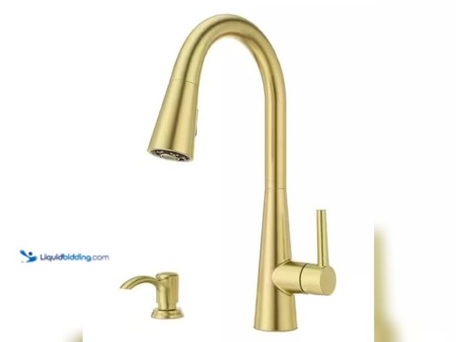 Lot 49-1550422 - Pfister Barulli Single Handle Pull Down Sprayer Kitchen Faucet with Deck plate Included and Soap Dis...