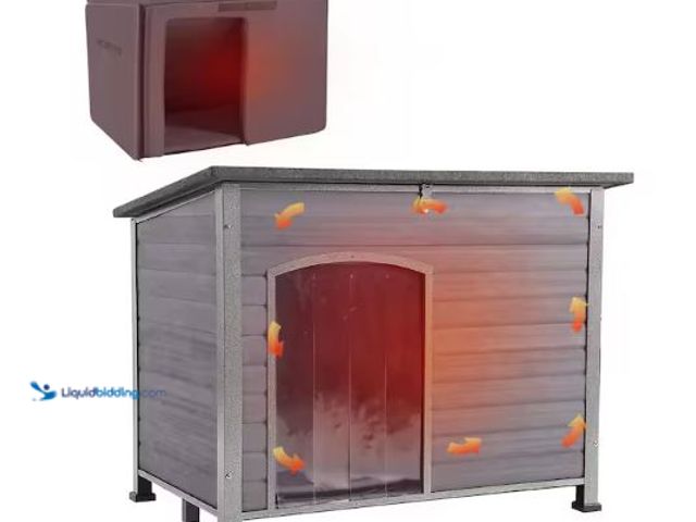 Lot 49-1558906 - Medium Insulated Outdoor Dog House with Liner Inside Waterproof Roof, Gray, Model # AIR73-IN, Slight...