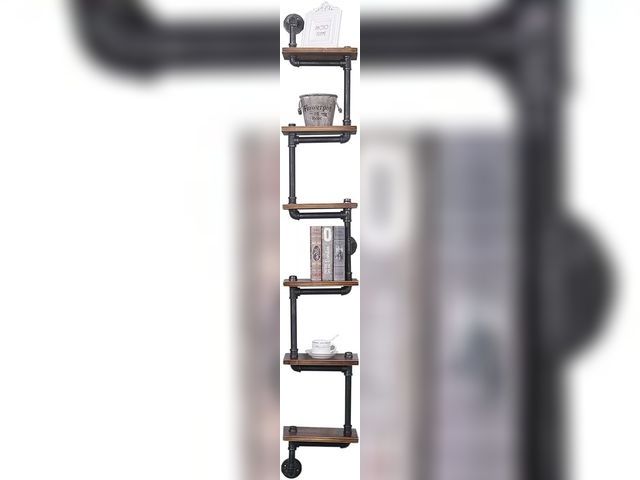 Lot 49-5406837 - 6 Tier Industrial Pipe Shelving, 11.8in Rustic Metal Floating Shelves, Farmhouse Kitchen Bar Shelvin...
