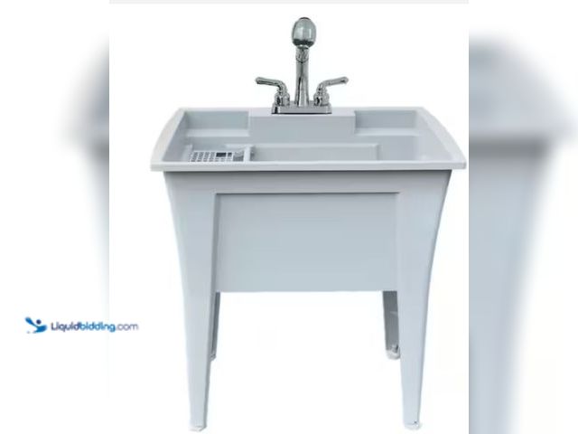 Lot 49-2006277 - RUGGED TUB 32 in. x 22 in. Granite Freestanding Utility/Laundry Sink with 2-Hdl Pullout Faucet and I...
