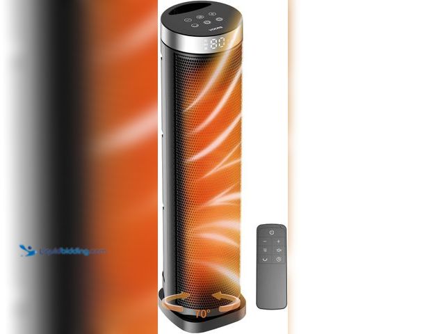 Lot 49-3482679 - Space Heater for Indoor Use with Remote - 70° Oscillating Tower Electric Heater, 24 Inch's, 12H Time...