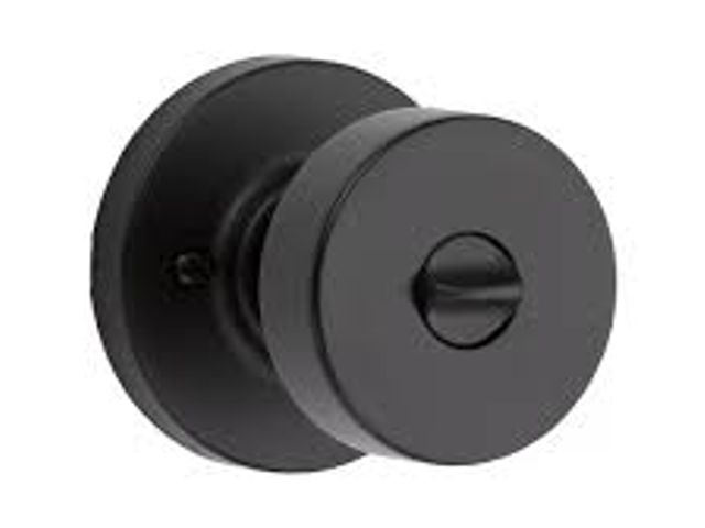 Lot 49-3539956 - Kwikset Pismo Round Matte Black Exterior Entry Door Knob Featuring SmartKey Security with Microban A...