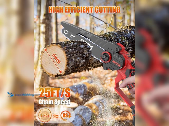 Lot 49-5396375 - Mini Chainsaw Cordless, 6 inch Small Electric Chainsaw Battery Powered, Handheld Mini Chain Saw, bat...