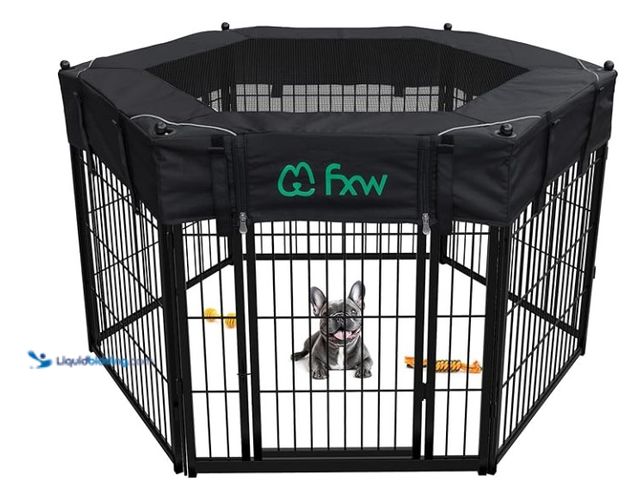 Lot 49-3480398 - FXW Homeplus Indoor Dog Playpen with Hexagon Mesh Top Cover for Escape Prevention, 24 Inch 6 Panels ...