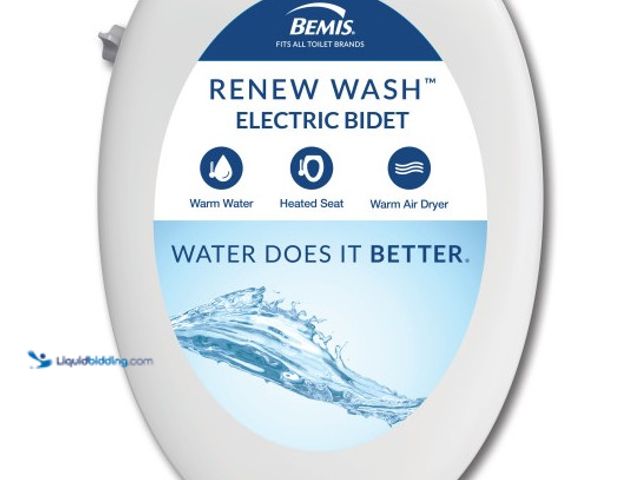 Lot 49-5552137 - Bemis Renew Wash Antimicrobial Electric Plug-in Bidet Seat for Elongated Toilets. 
HD-6500EM. New