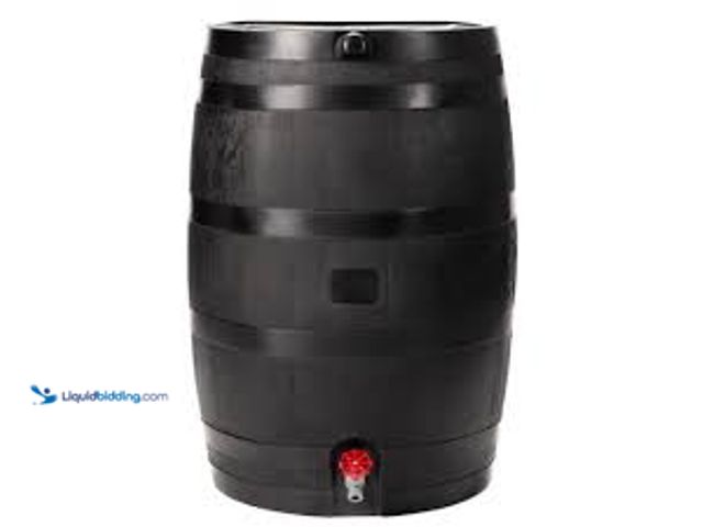 Lot 49-5476432 - RTS Home Accents. 50 Gal. Rain Barrel Black Colour with Plastic Spigot. Model # 551000300A8081. Unus...