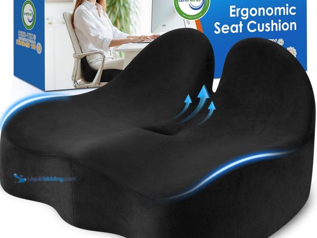 Lot 49-5549977 - CushZone Ergonomic Seat Cushion, Sciatica Support for Office Chair, Black | Large Size for Sciatica ...