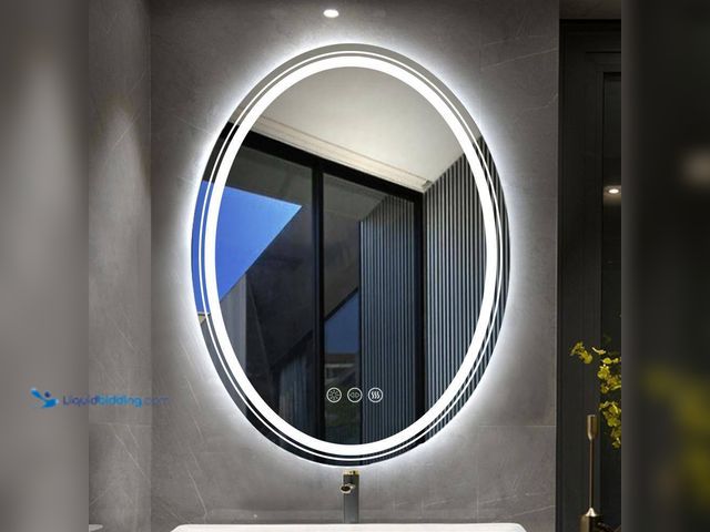 Lot 49-3566003 - 23 in. W x 32 in. H Large Oval Frameless Anti-Fog Wall Dimmable Backlit Dual LED Bathroom Vanity Mir...