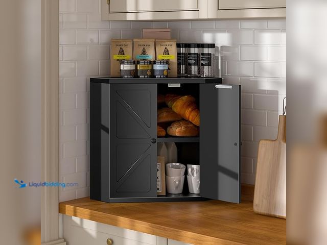 Lot 49-1578012 - TQQDCI Corner Bread Box for Kitchen Countertop, Storage Container for Homemade Bread, Double Layer B...