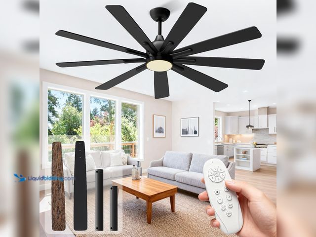 Lot 49-5475649 - 72 Inch Ceiling Fan with Light，Indoor/Outdoor Large Ceiling Fans with Lights for Kitchen Living Room...
