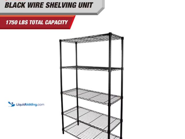 Lot 49-5556862 - Hyper Tough 5-Tier Wire Storage Shelves, 36" W x 16" D x 72" H, 1750 lb Load Capacity, Black. Unused...