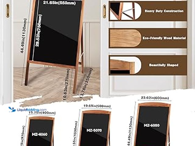 Lot 49-5448727 - Hosim LED Message Writing Board 24"x16", Standing A-Frame Wooden LED Message Sign Board Illuminated ...