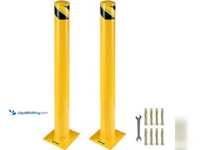 Lot 49-5459674 - VEVOR Safety Bollard 48 in. H Bollard Post 4.5 in. Dia Steel Pipe Safety Safety Bollard with 8 Ancho...