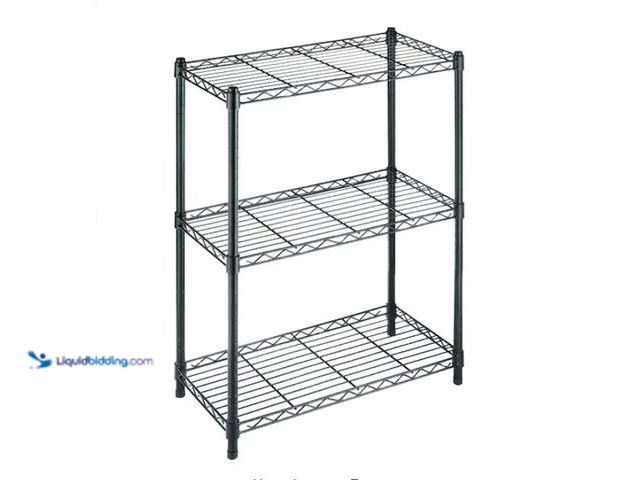 Lot 49-3470816 - HDX 3-Tier Steel Wire Shelving Unit in Black (24 in. W x 30 in. H x 14 in. D), Model # 31424BPS, Sli...