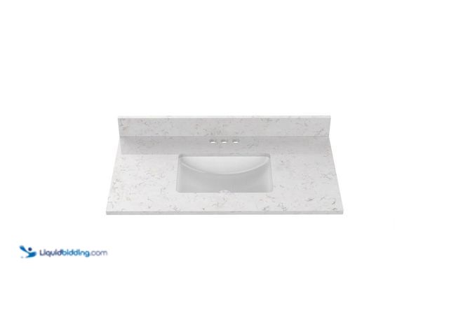 Lot 49-5428043 - Home Decorators Collection 37 in. W x 22 in D Quartz white Rectangular Single Sink Vanity Top in Sno...